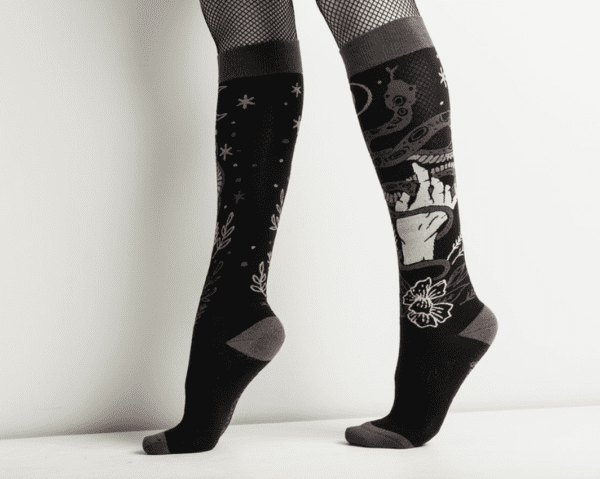 Black Color Serpent Knee Socks