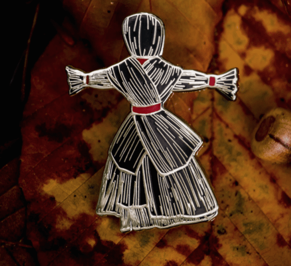 Witch Poppet Black and red with silver metal