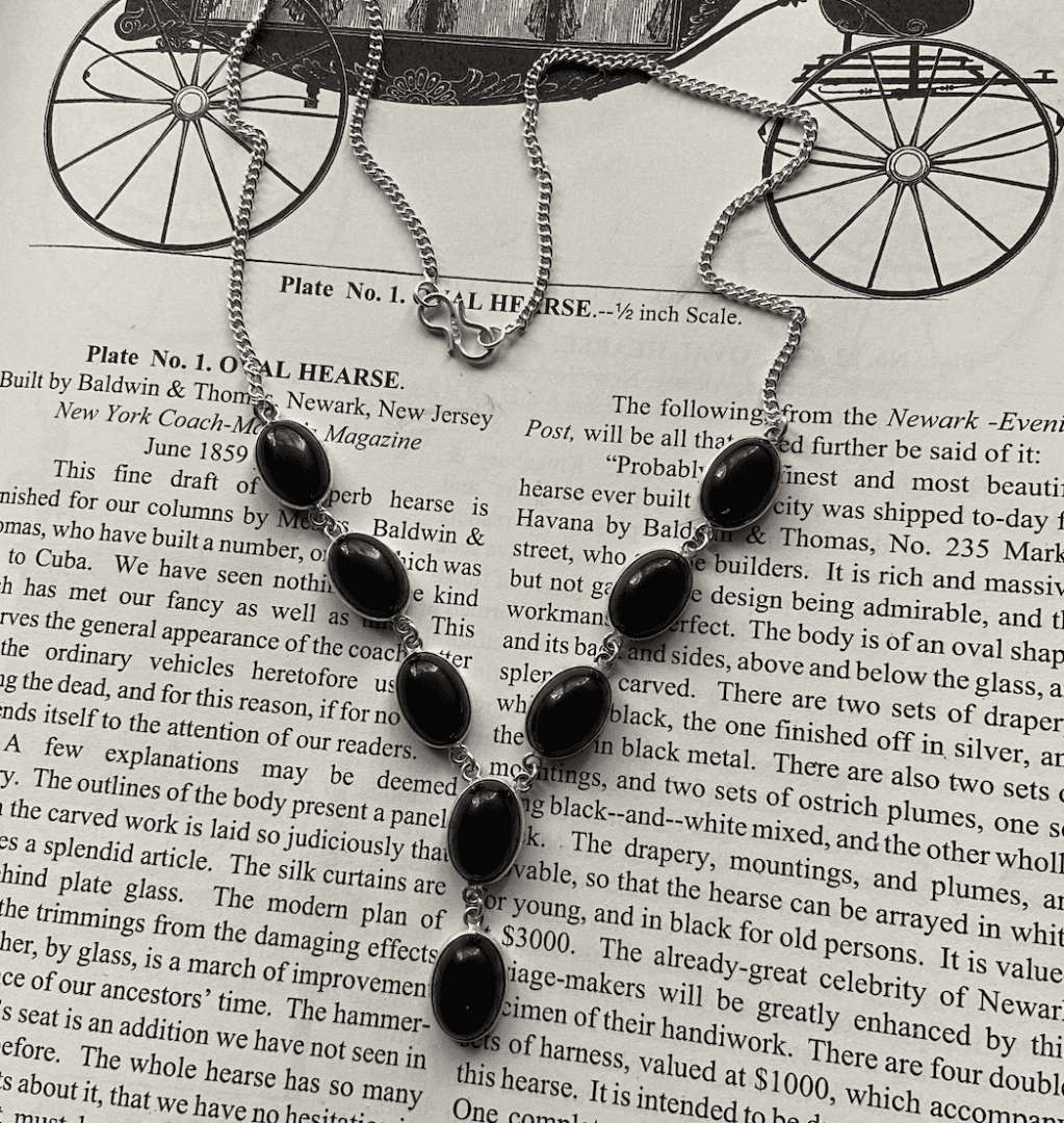 Onyx Lariat Black Stone Necklace