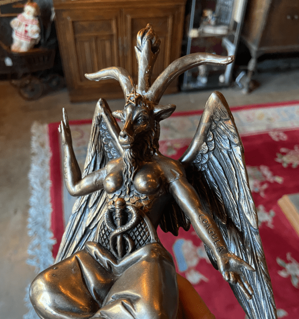 Baphomet statue with a hand painted bronze finish